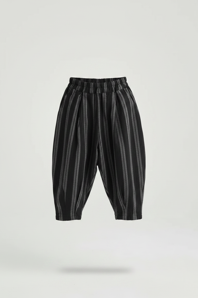 Pantalon Lin Noir Garcon - Imprimé - vue 3