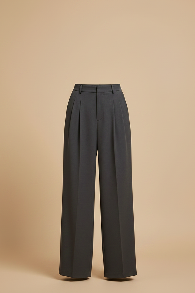 Pantalon Noir Plissé Large Élégant Femme - Gris Polyester - vue 3