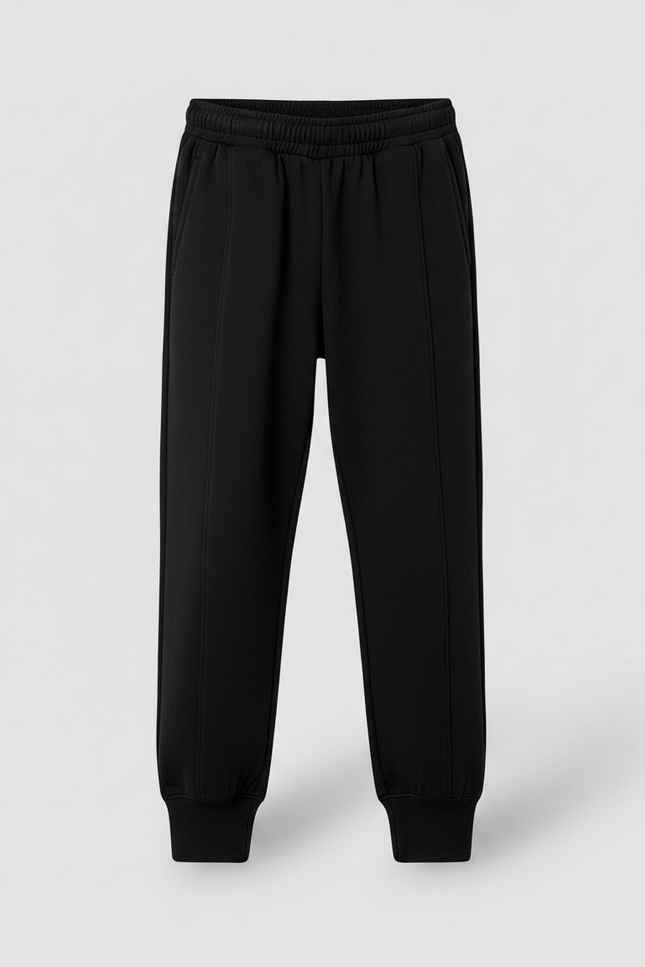Pantalon Noir Enfant Ample Décontracté Molleton Hiver - vue 3