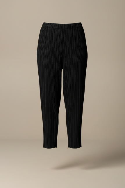 Pantalon Noir Plissé Fluide Décontracté Femme Élégant - Polyester - vue 3
