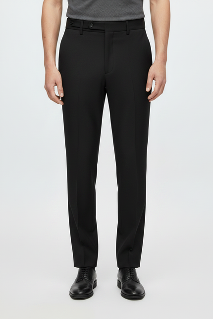 Pantalon Noir Habillé Droit Classique Élégant Homme - Gabardine - vue 3