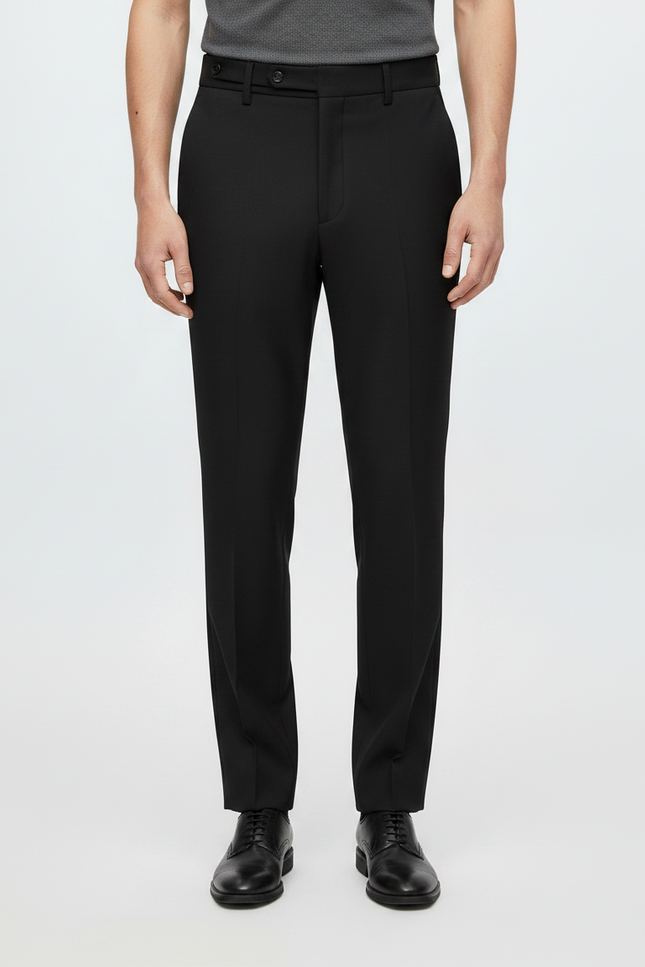 Pantalon Noir Habillé Droit Classique Élégant Homme - Gabardine - vue 3