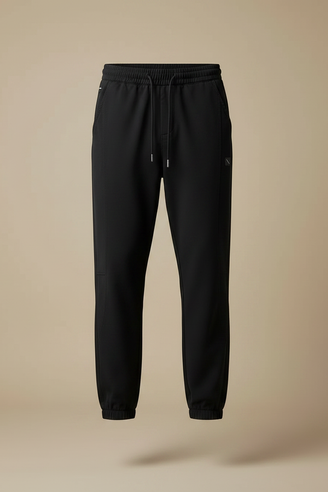 Pantalon Noir Jogging Ample Cordon Sport Casual - Polyester - vue 3