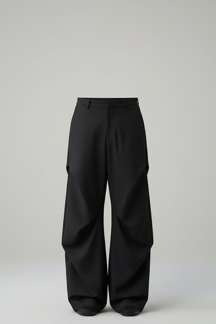 Pantalon Noir Ample Plissé Droit Homme Élégant - Gabardine - vue 3