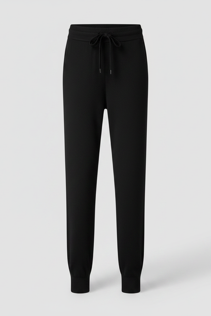 Pantalon Noir Tricoté Ample Confortable Décontracté Femme - Maille - vue 3