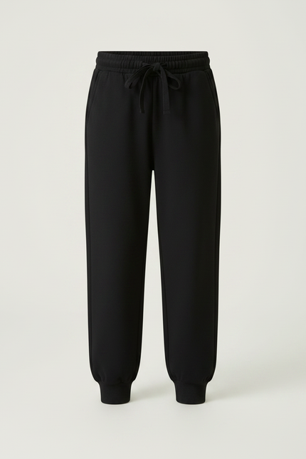 Pantalon Noir Enfant Molletonné Cordon Décontracté Ample - vue 3