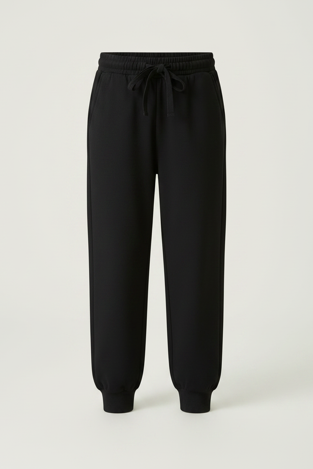 Pantalon Noir Enfant Molletonné Cordon Décontracté Ample - vue 3