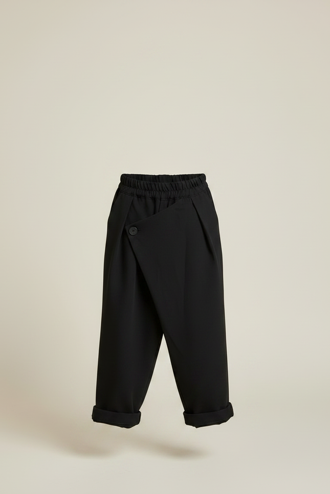 Pantalon Noir Ample Asymétrique Garçon Décontracté - Gabardine - vue 3