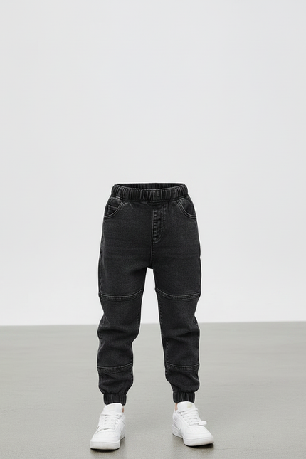 Pantalon Noir Enfant Garçon Denim Jogger Coton - Jean - vue 3