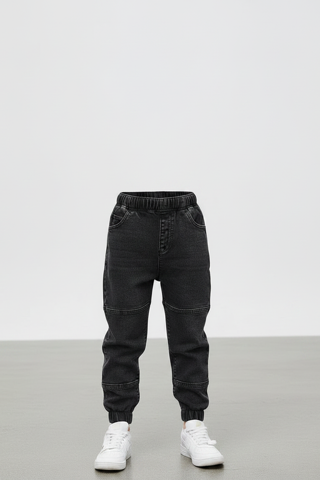 Pantalon Noir Enfant Garçon Denim Jogger Coton - Jean - vue 3
