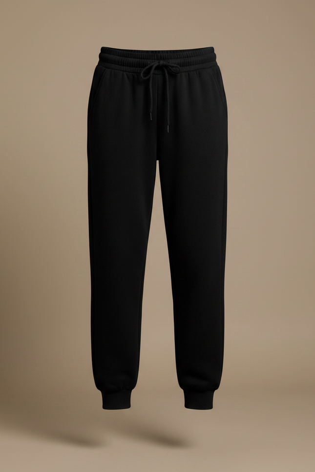 Pantalon Noir Molletonné Confortable Sport Décontracté Femme - vue 3
