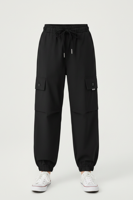 Pantalon Cargo Noir Large - Polyester - vue 3