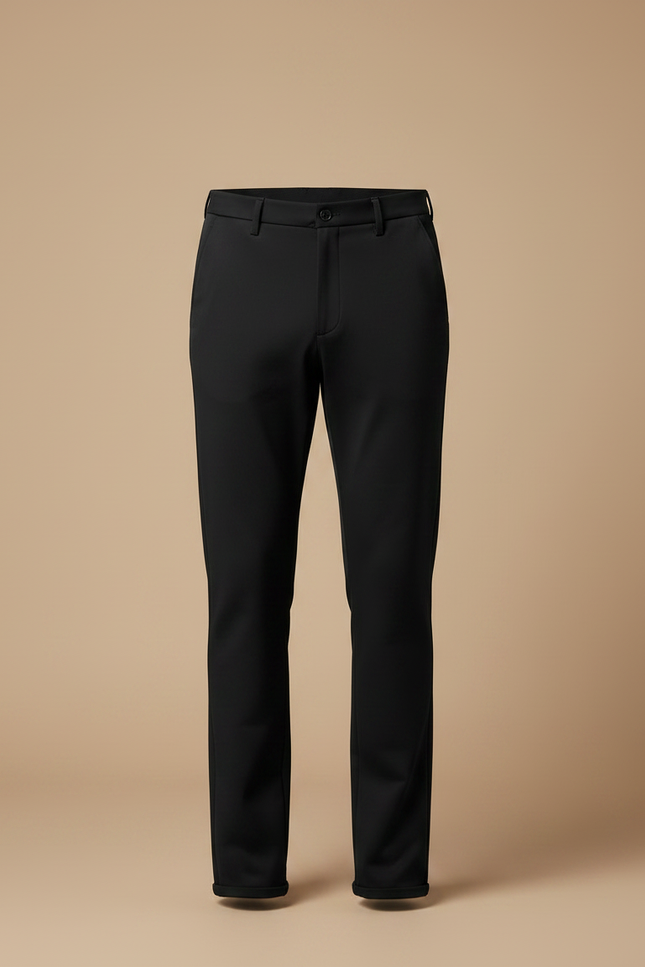 Pantalon Noir Homme Ajusté Droit Élégant Décontracté - Polyester - vue 3