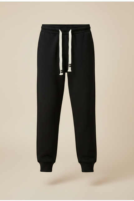 Pantalon Noir Molletonné Cordon Blanc Garçon Sport - vue 3