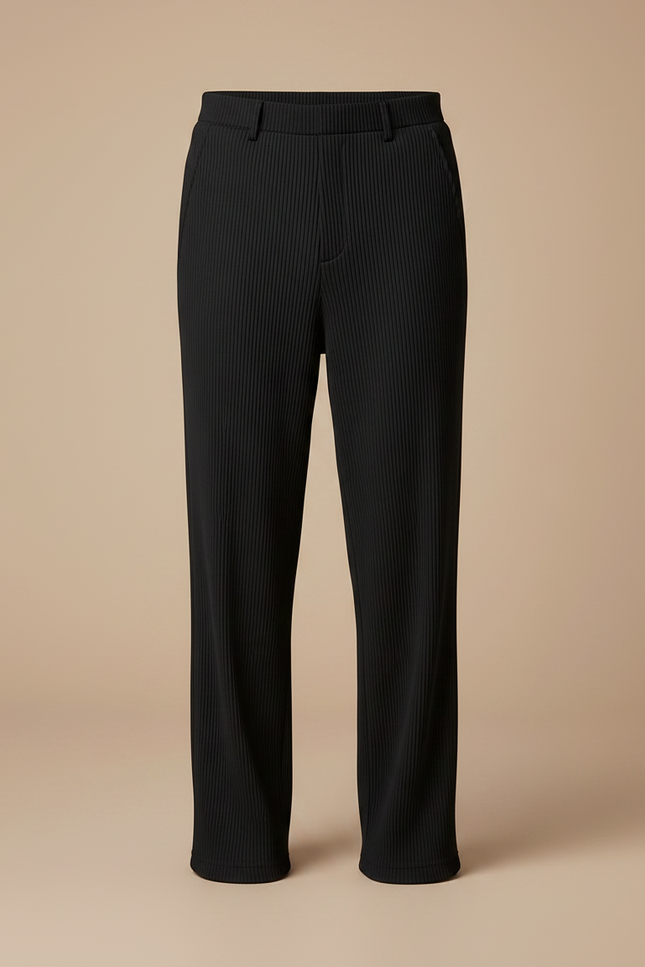 Pantalon Noir Plissé Ample Décontracté Homme Élégant - Maille - vue 3