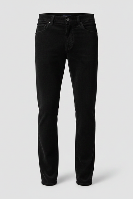 Pantalon Noir Côtelé Décontracté Coupe Droite Homme - Cordé - vue 3