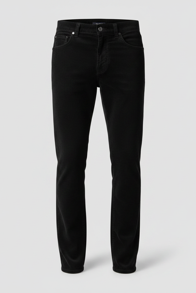 Pantalon Noir Côtelé Décontracté Coupe Droite Homme - Cordé - vue 3