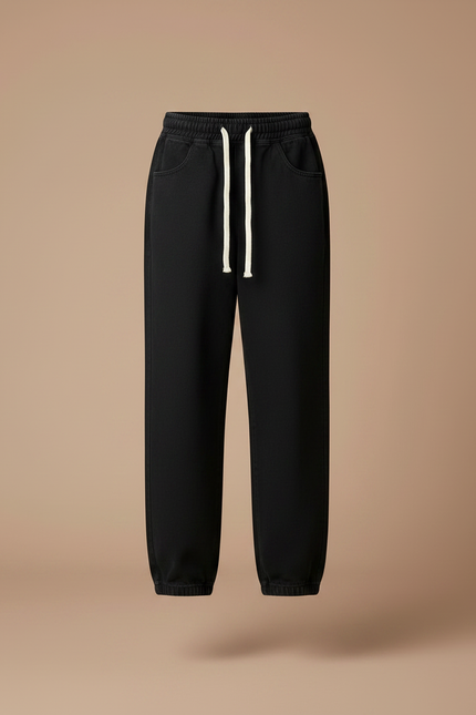 Pantalon Noir Ample Décontracté Cordon Fille - Molleton - vue 3