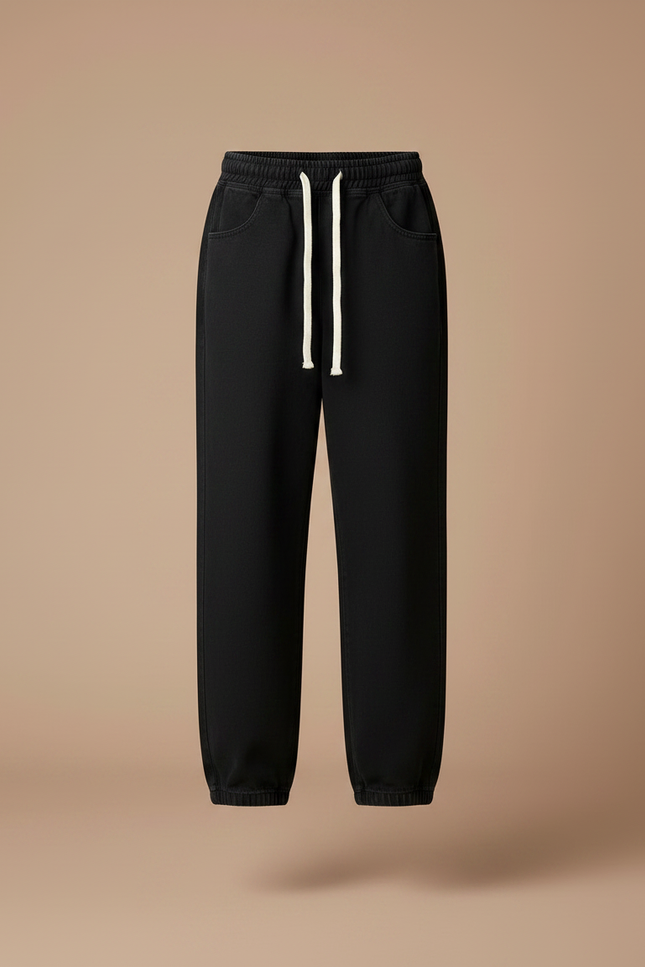 Pantalon Noir Ample Décontracté Cordon Fille - Molleton - vue 3