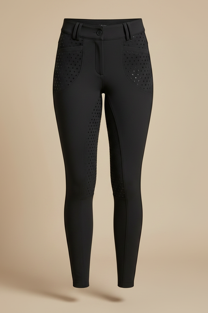 Pantalon Noir Équitation Silicone Adhérent Femme - Polyester - vue 3
