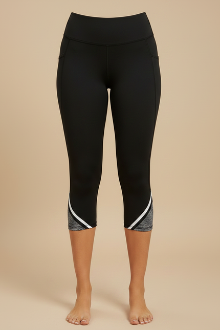 Pantalon Noir Capri Yoga Taille Haute Sport - Polyester - vue 3