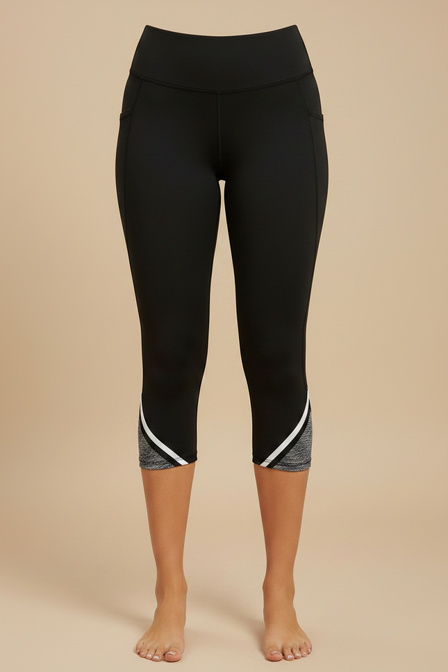 Pantalon Noir Capri Yoga Taille Haute Sport - Polyester - vue 3