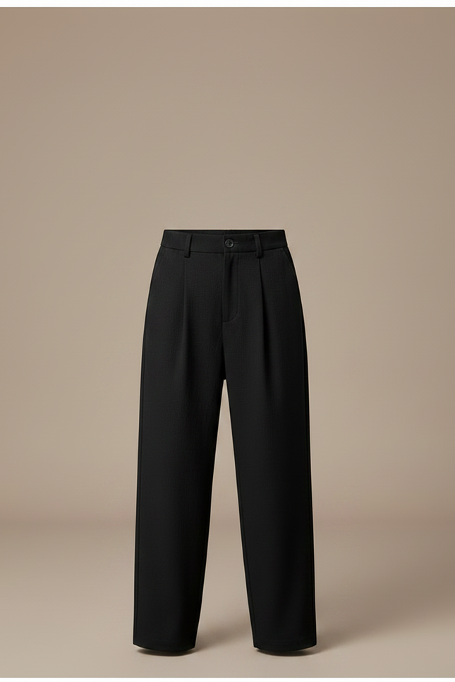 Pantalon Noir Plissé Ample Garçon Élégant - Gabardine - vue 3