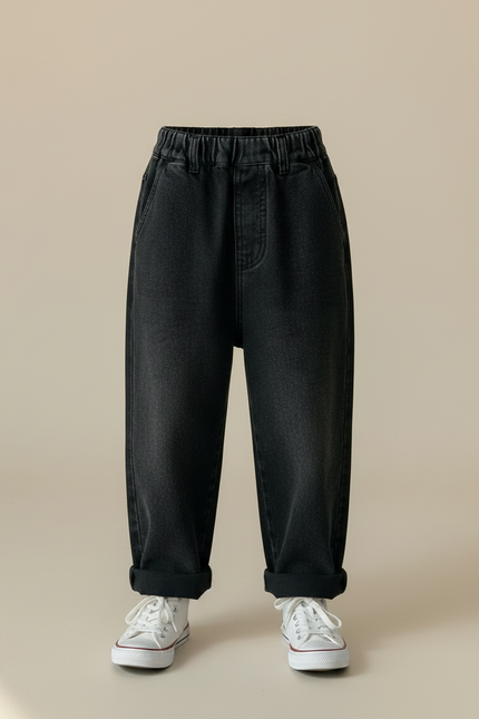 Pantalon Noir Denim Ample Enfant Décontracté Élastique - Jean - vue 3