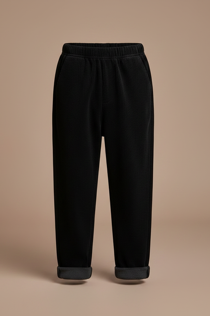 Pantalon Noir Côtelé Ample Doublé Chaud Enfant - Cordé - vue 3