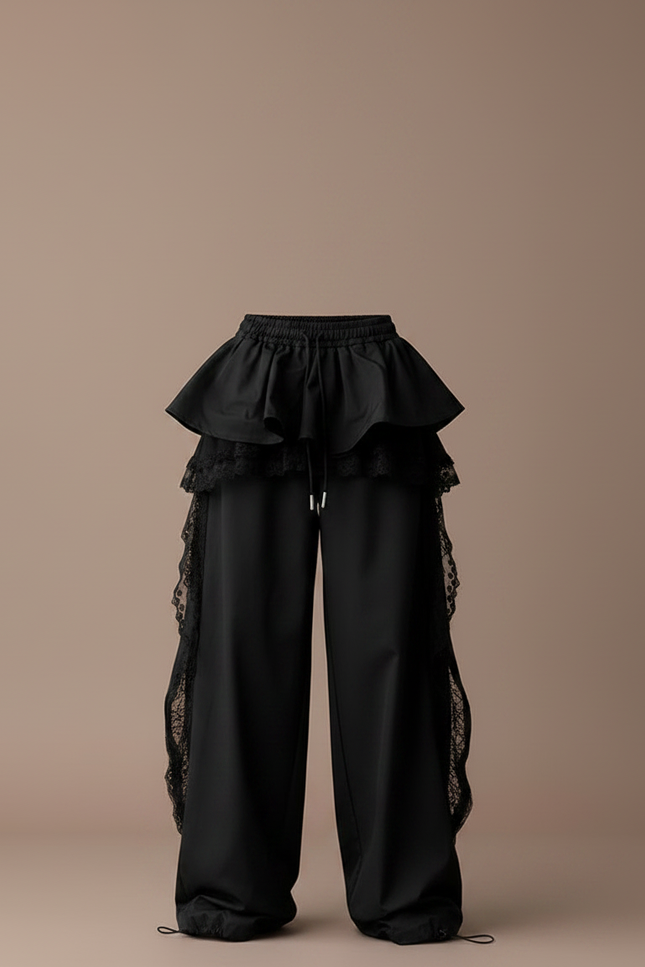 Pantalon Noir Ajouré - Polyester - vue 3