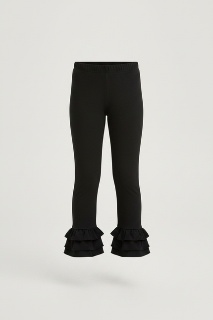 Pantalon Noir Volants Fille Confortable Extensible - Maille - vue 3