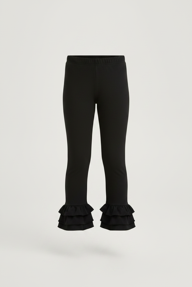 Pantalon Noir Volants Fille Confortable Extensible - Maille - vue 3
