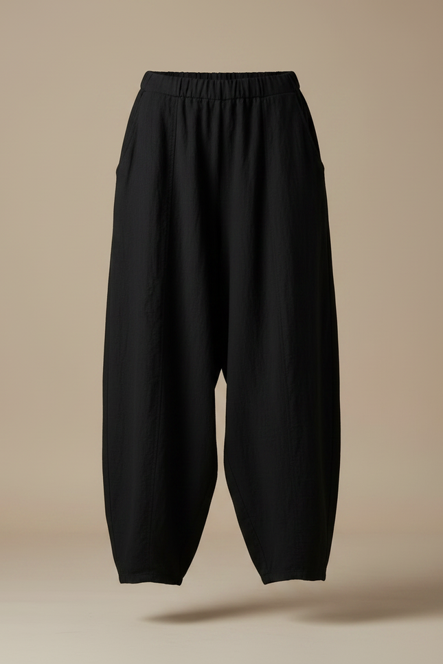 Pantalon Ballon Noir Femme - Lin - vue 3