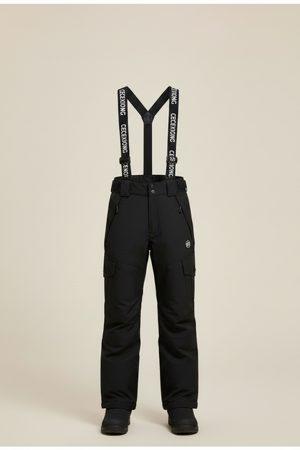 Pantalon Noir Ski Imperméable Enfant Bretelles Hiver - Polyester - vue 3