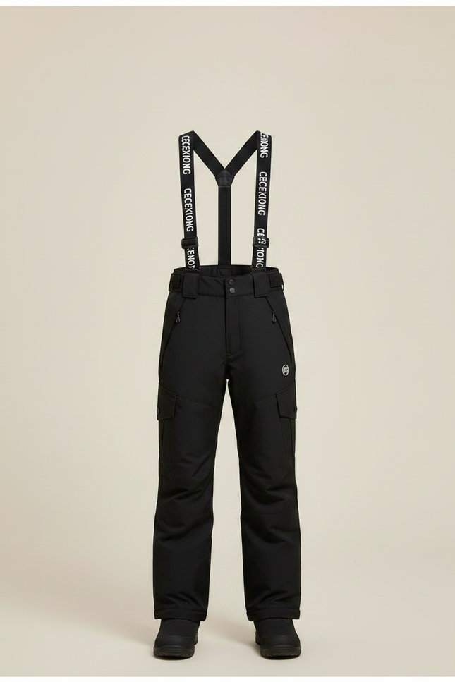 Pantalon Noir Ski Imperméable Enfant Bretelles Hiver - Polyester - vue 3