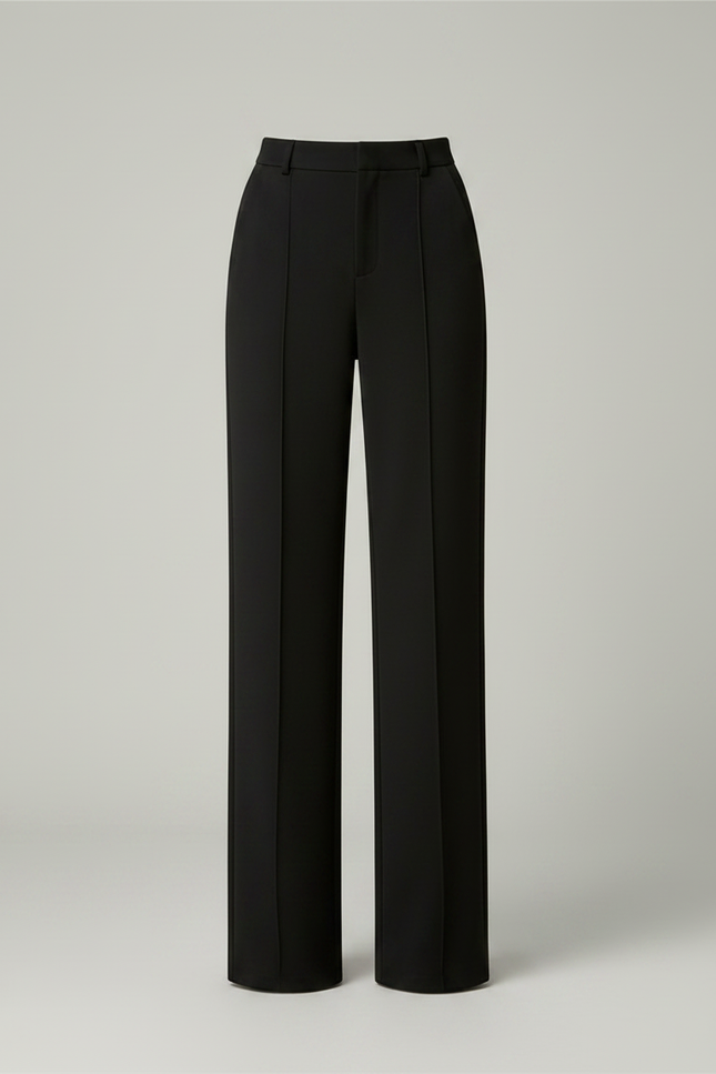 Pantalon Noir Ample Épais Chaud Élégant Femme - Gabardine - vue 3