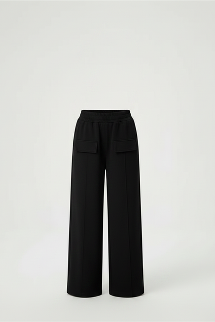 Pantalon Noir Ample Fille Décontracté Confortable - Maille - vue 3