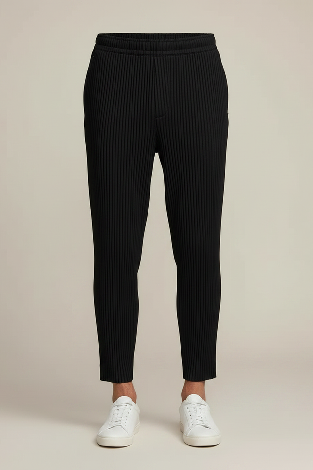 Pantalon Noir Plissé Tapered Décontracté Homme - Polyester - vue 3
