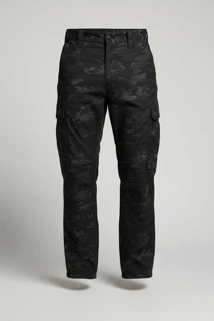 Pantalon Noir Camouflage Multi-poches Décontracté Homme - Toile - vue 3