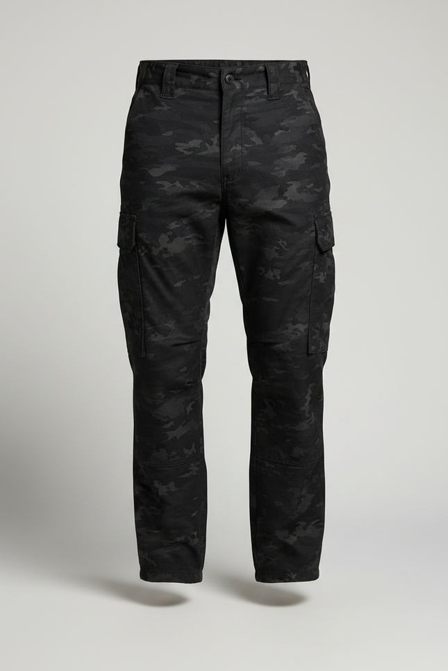 Pantalon Noir Camouflage Multi-poches Décontracté Homme - Toile - vue 3