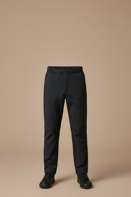 Pantalon Noir Enfant Uni Décontracté Élastique Coupe Droite - Polyester - vue 3