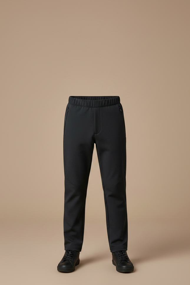 Pantalon Noir Enfant Uni Décontracté Élastique Coupe Droite - Polyester - vue 3