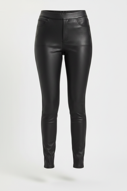 Pantalon Noir Similicuir Slim Élastique Femme - Simili cuir - vue 3