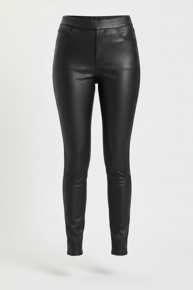 Pantalon Noir Similicuir Slim Élastique Femme - Simili cuir - vue 3