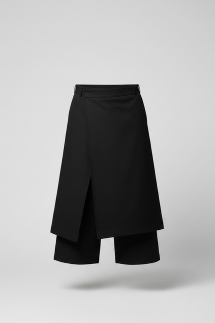 Pantalon Noir Jupe-culotte Superposée Ample Décontracté Homme - Polyester - vue 3