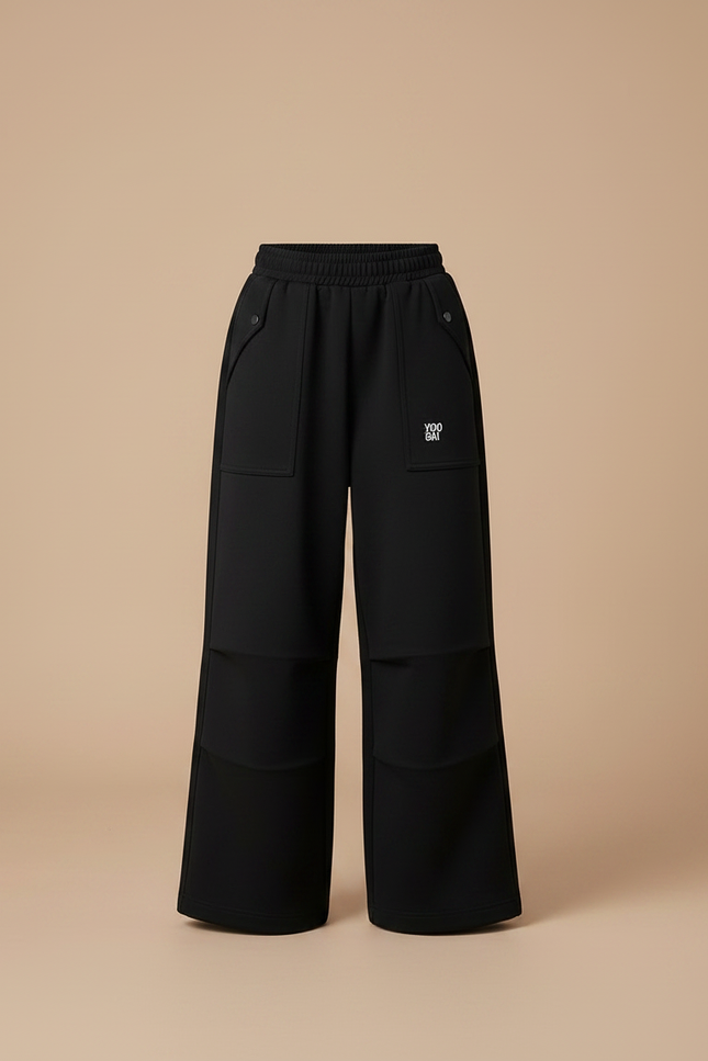 Pantalon Noir Ample Cargo Décontracté Fille Hiver - Molleton - vue 3