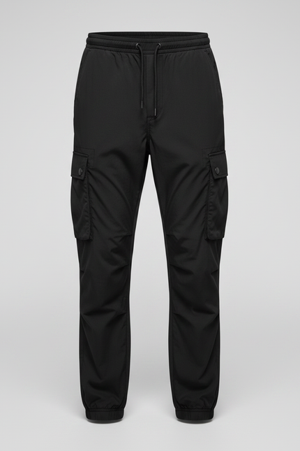 Pantalon Noir Cargo Ample Décontracté Garçon Multi-Poches - Polyester - vue 3