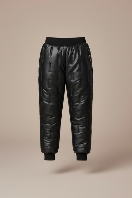 Pantalon Noir Matelassé Hiver Enfant Imperméable Chaud - Simili cuir - vue 3