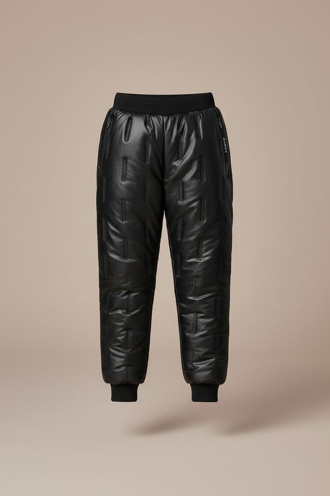 Pantalon Noir Matelassé Hiver Enfant Imperméable Chaud - Simili cuir - vue 3