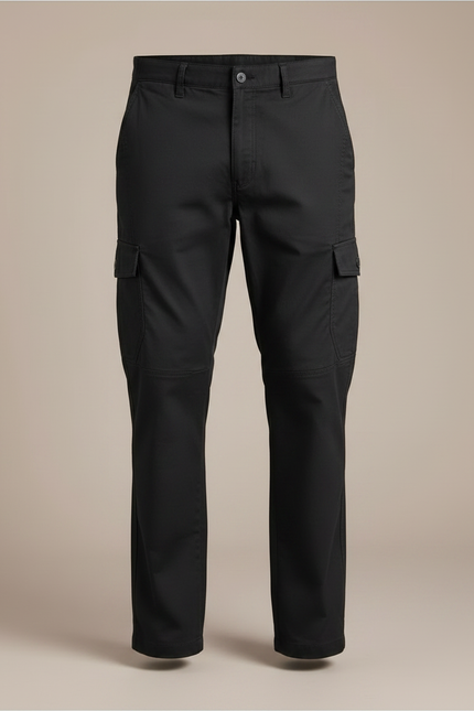 Pantalon Noir Cargo Coton Droit Décontracté Homme - Gabardine - vue 3